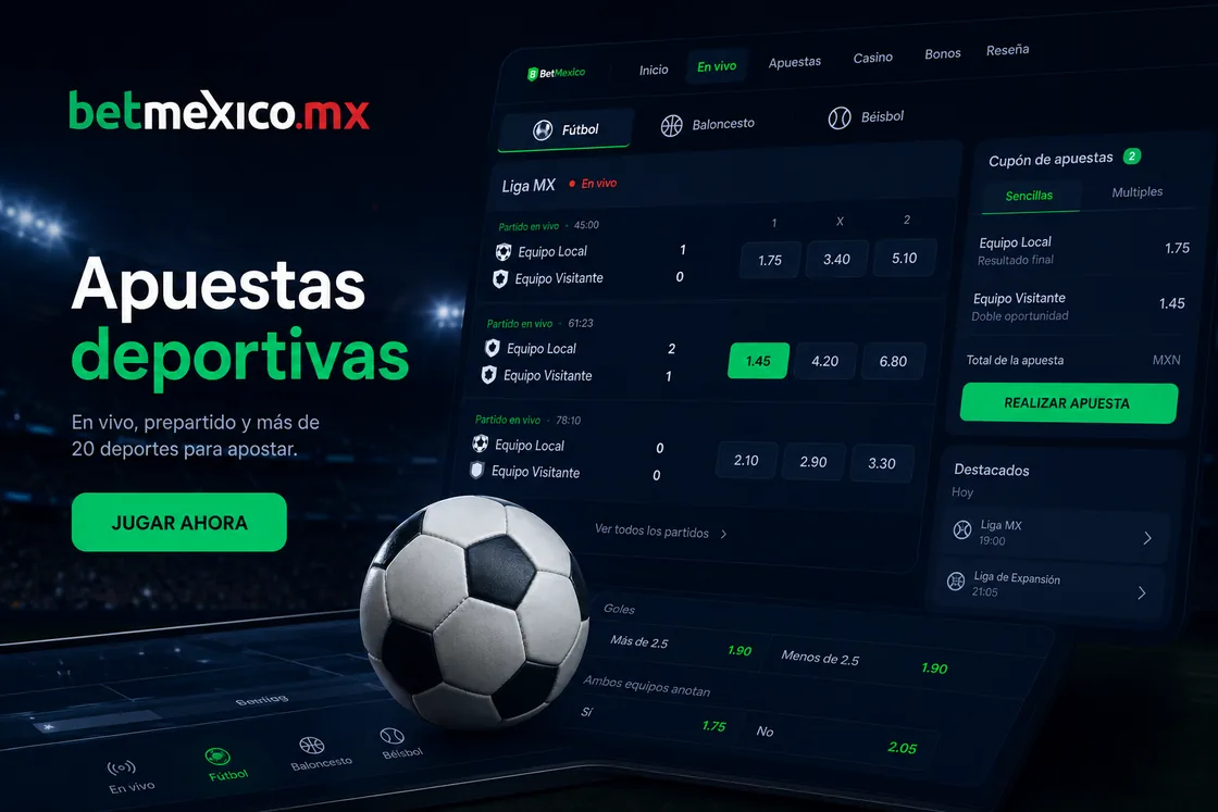 Casa de apuestas BetMexico con mercados de Liga MX y Copa del Mundo 2026