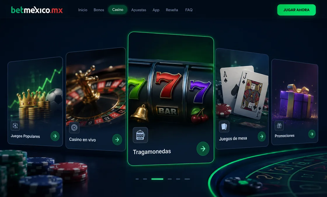 Lobby del casino en vivo de BetMexico con crupieres reales y juegos de mesa
