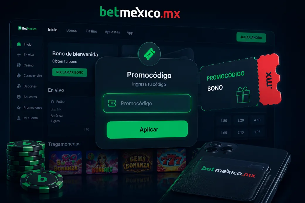 Introducir el código promocional para activar el bono de bienvenida de BetMexico