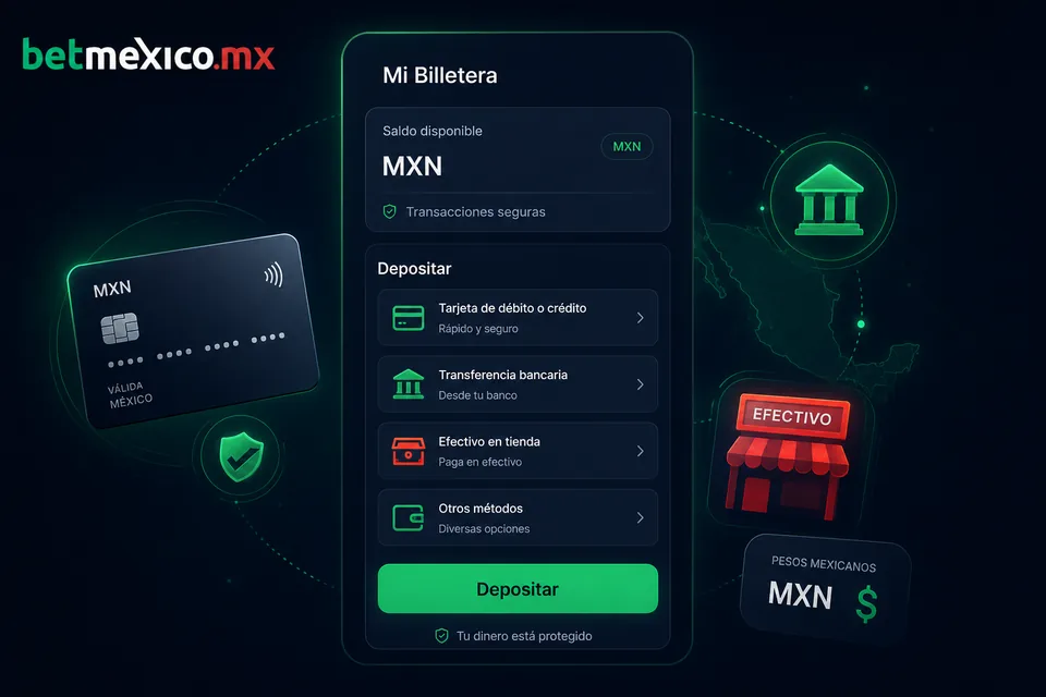 Depósitos y retiros en BetMexico con SPEI, OXXO y tarjeta en pesos MXN